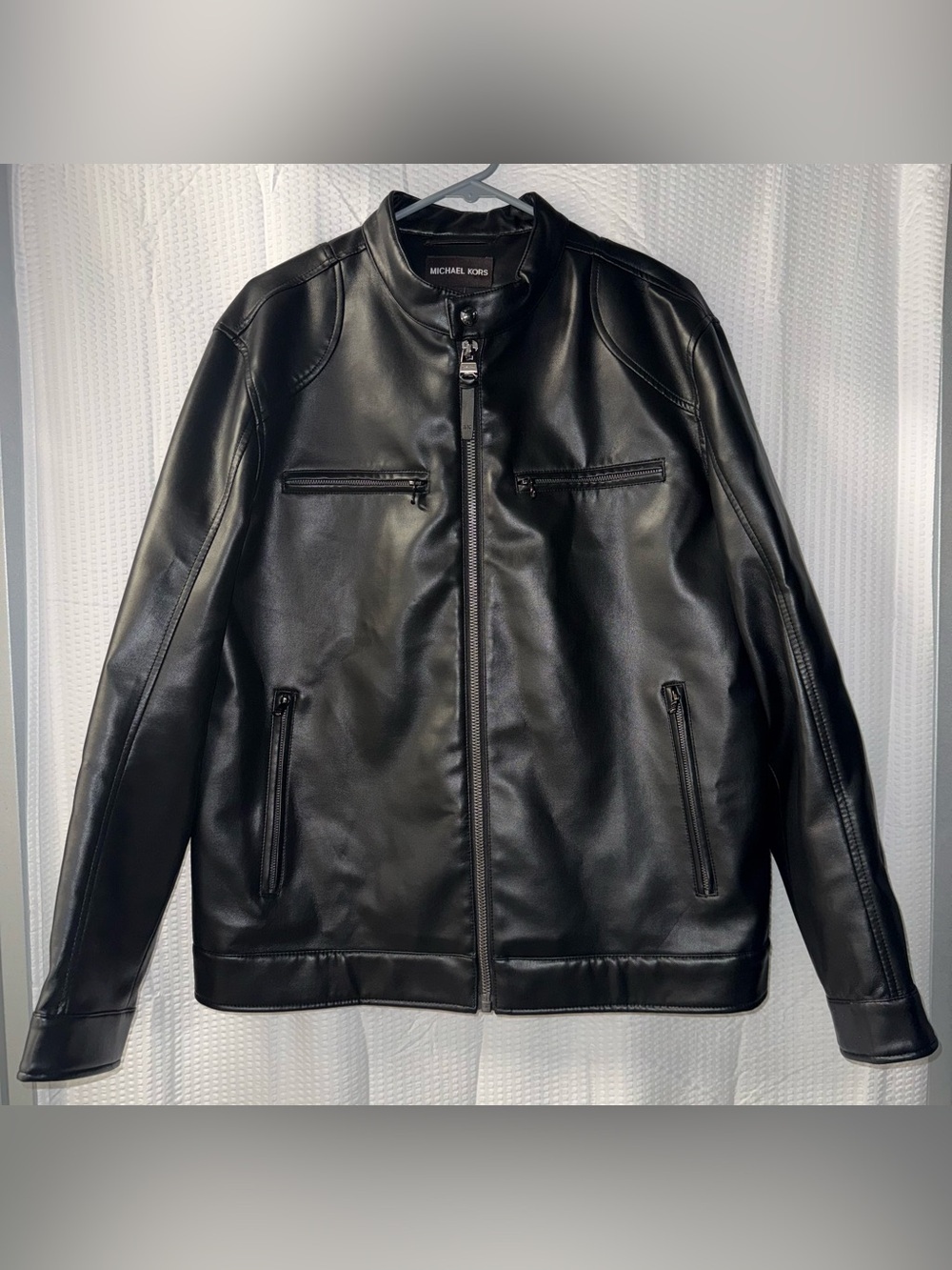 Michael Kors Men's Faux Leather Moto Jacket Size L